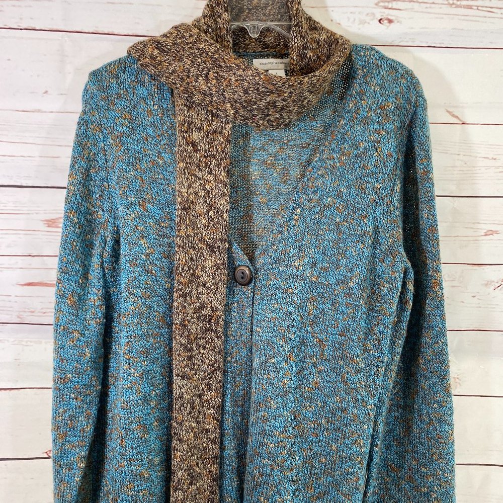 SOLD Christopher & Banks Blue & Brown Weave Sweater NWOT - Picture 6 of 13